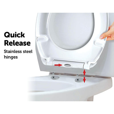 Quick Release Soft Close Toilet Seat White Bathroom Heavy Duty