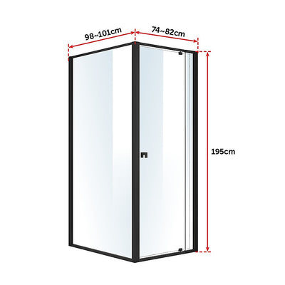 Semi Frameless Shower Screen (74~82)x 195cm & (98~101)x 195cm Side AS/NZS Glass