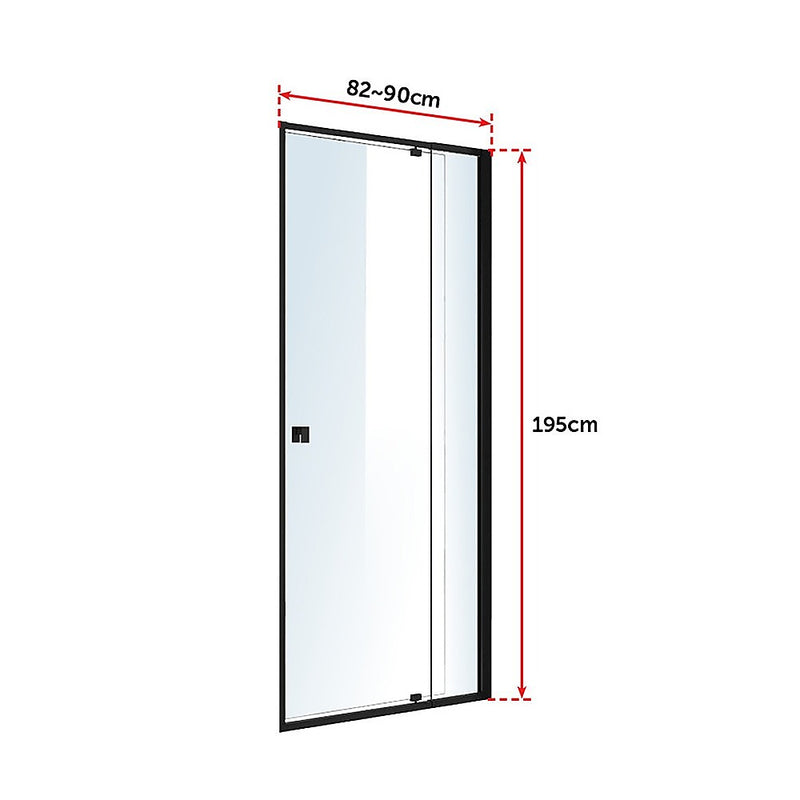 Adjustable Semi Frameless Shower Screen (82~90) x 195cm Australian Safety Glass