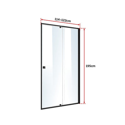 Adjustable Semi Frameless Shower Screen (114~122) x 195cm Australian Safety Glass