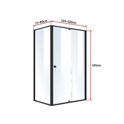 Semi Frameless Shower Screen (114~122)x 195cm & (77~80)x 195cm Side AS/NZS Glass