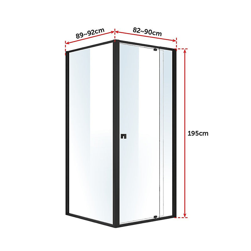 Semi Frameless Shower Screen (82~90)x 195cm & (89~92)x 195cm Side AS/NZS Glass