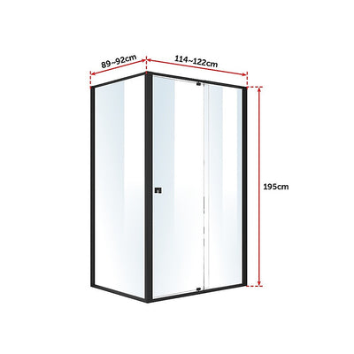 Semi Frameless Shower Screen (114~122)x 195cm & (89~92)x 195cm Side AS/NZS Glass