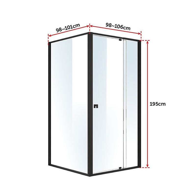 Semi Frameless Shower Screen (98~106)x 195cm & (98~101)x 195cm Side AS/NZS Glass