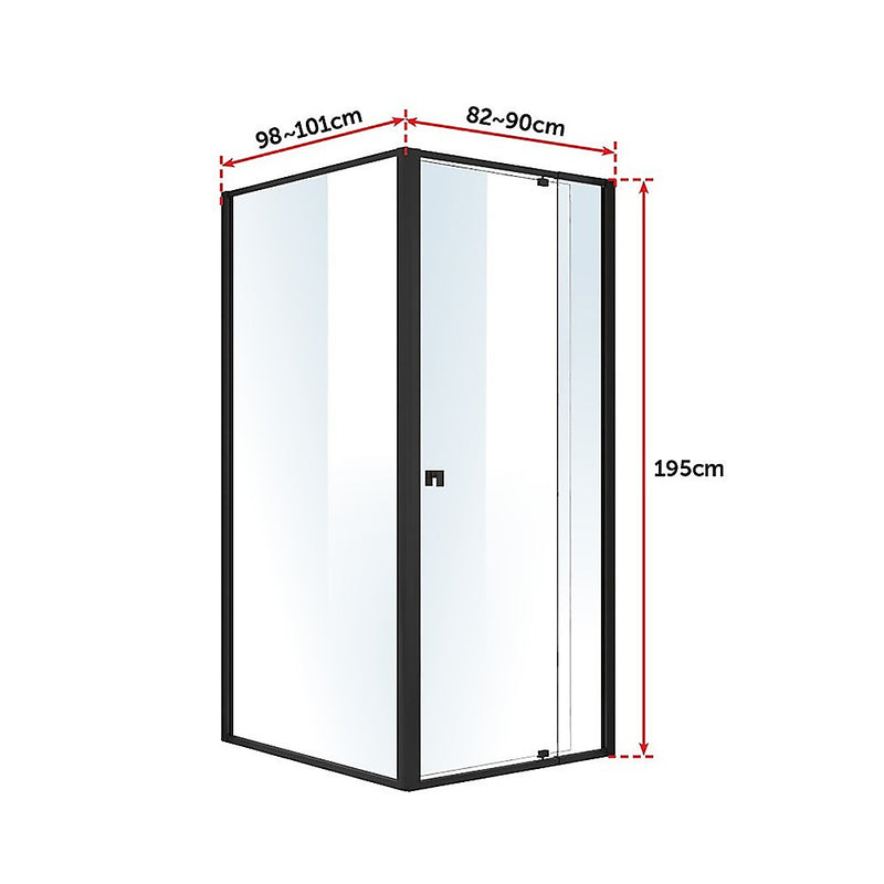 Semi Frameless Shower Screen (82~90)x 195cm & (98~101)x 195cm Side AS/NZS Glass