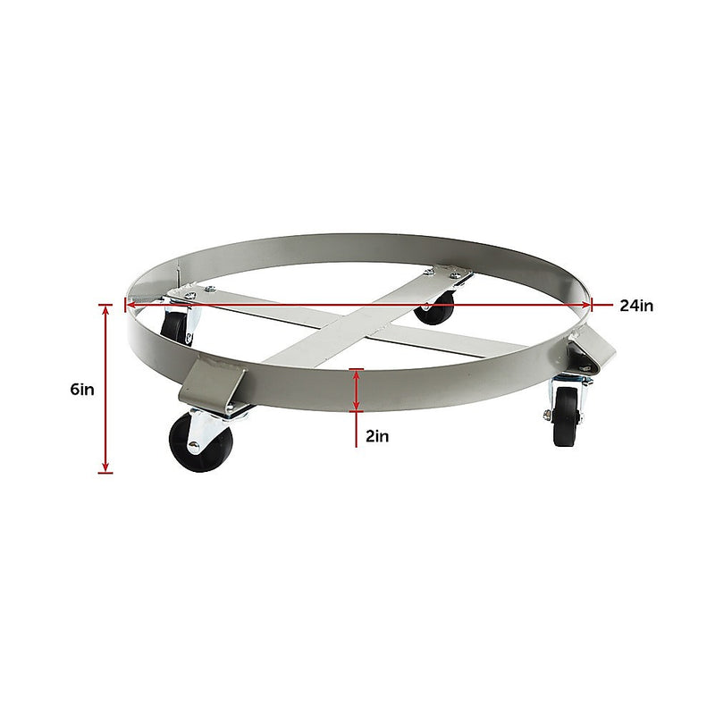 Drum Dolly 450kg 55 Gallon w Swivel Casters Heavy Duty Steel Frame Non Tipping