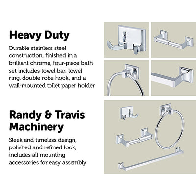 4 Piece Towel Bar Set Bath Accessories Bathroom Hardware