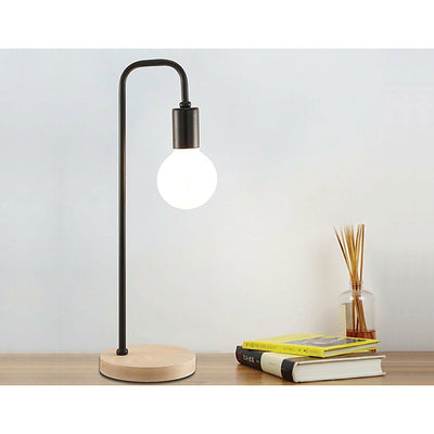 Modern Table lamp Desk Light Timber Base Bedside Bedroom Black