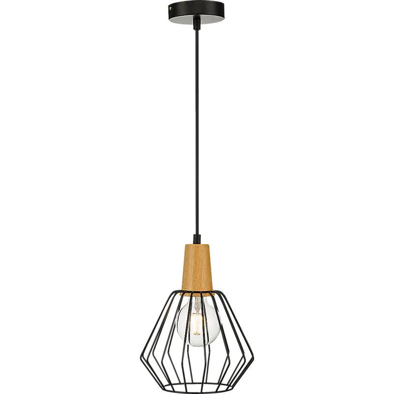 Wood Pendant Light Bar Black Lamp Kitchen Modern Ceiling Lighting