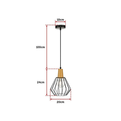 Wood Pendant Light Bar Black Lamp Kitchen Modern Ceiling Lighting