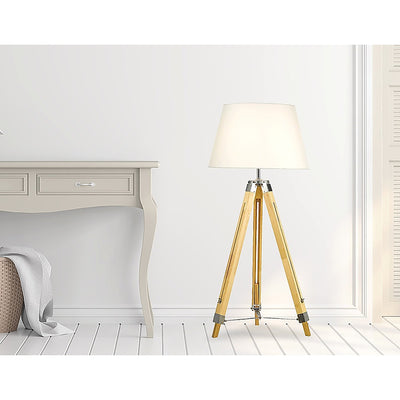 Modern Floor Lamp Wood Tripod Home Bedroom Reading Light 145cm