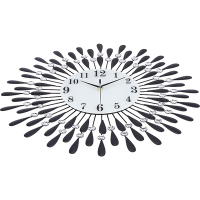 Large Modern 3D Crystal Wall Clock Luxury Art Metal Round Home Decor