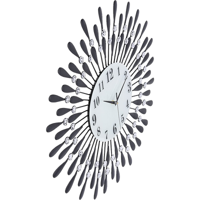 Large Modern 3D Crystal Wall Clock Luxury Art Metal Round Home Decor