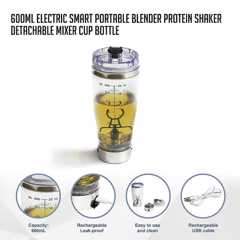 600ml Electric Smart Portable Blender Protein Shaker Detachable Mixer Cup Bottle