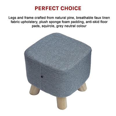 Fabric Ottoman Foot Stool Rest Pouffe Footstool Wood Storage Padded Seat