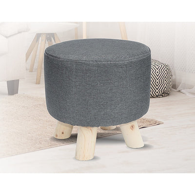 Fabric Ottoman Foot Stool Rest Pouffe Footstool Wood Storage Padded Seat