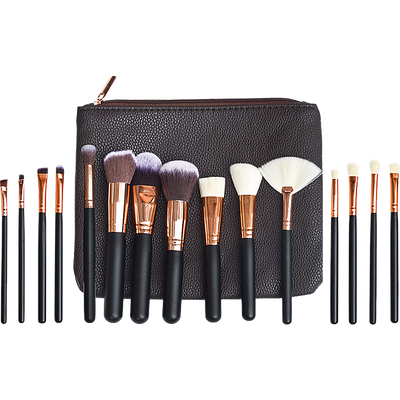 Soft 15Pcs Pro Face Powder Makeup Brushes Set Eyeshader Blending Highlight Tools