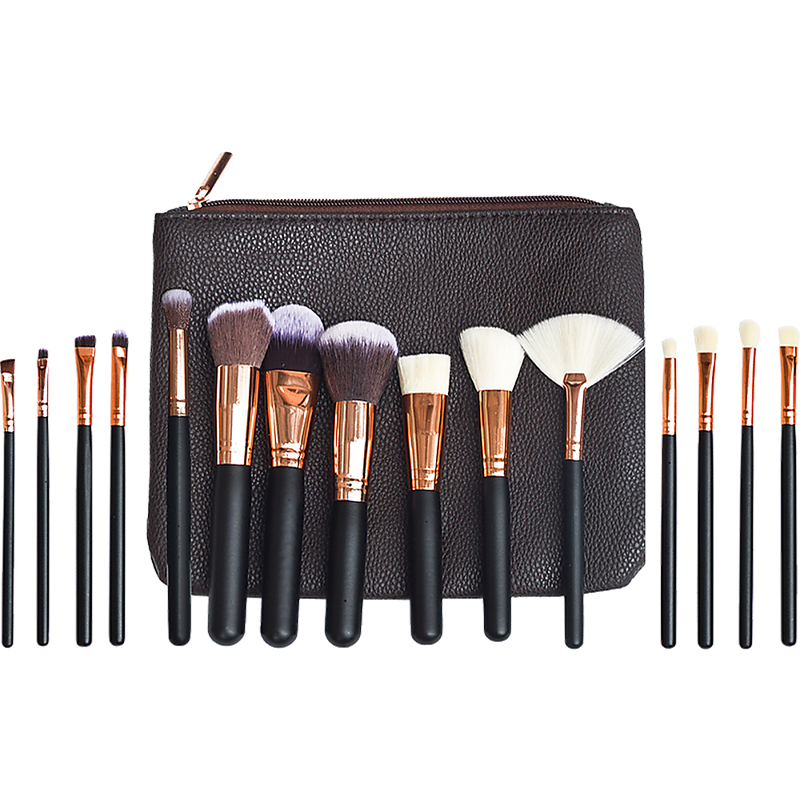 Soft 15Pcs Pro Face Powder Makeup Brushes Set Eyeshader Blending Highlight Tools