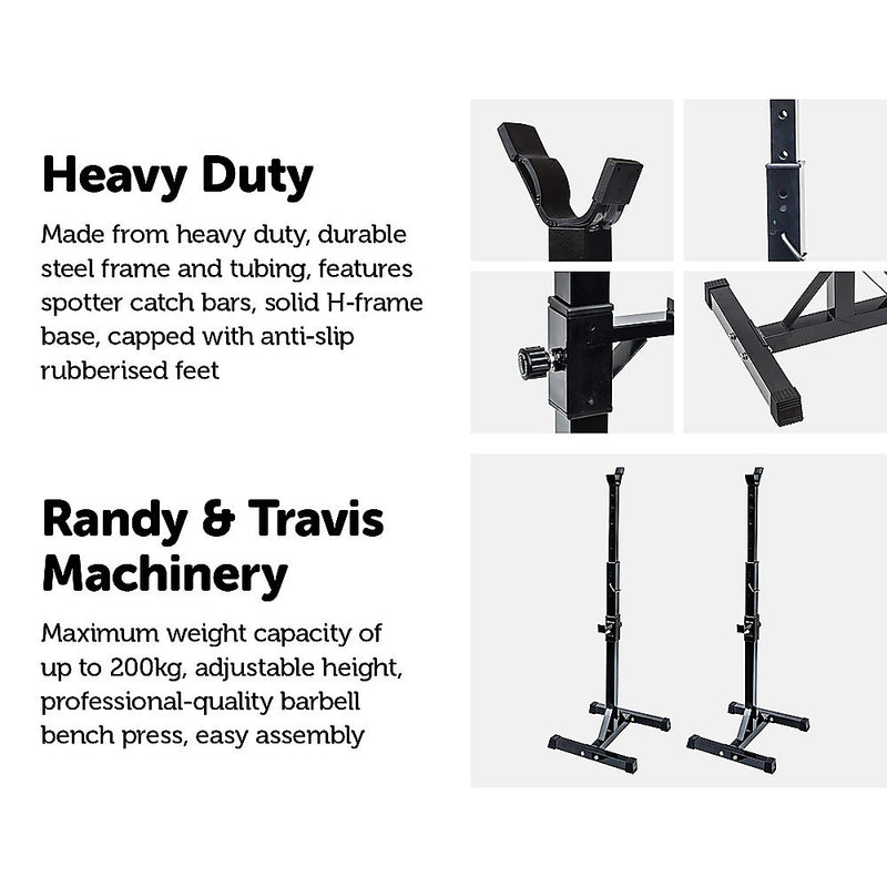 Pair of Adjustable Squat Rack Sturdy Steel Barbell Bench Press Stands GYM/HOME