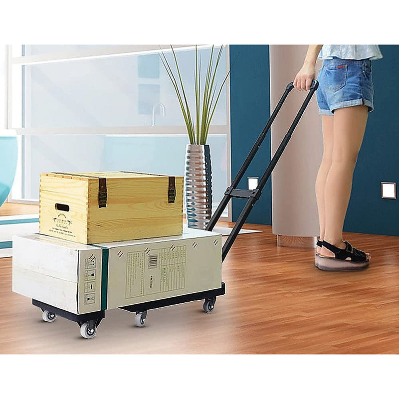 Foldable Hand Flatbed Trolley Cart 6 x 360 Degree Rotating Wheels with Maximum Load 200Kg