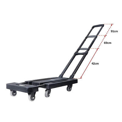 Foldable Hand Flatbed Trolley Cart 6 x 360 Degree Rotating Wheels with Maximum Load 200Kg