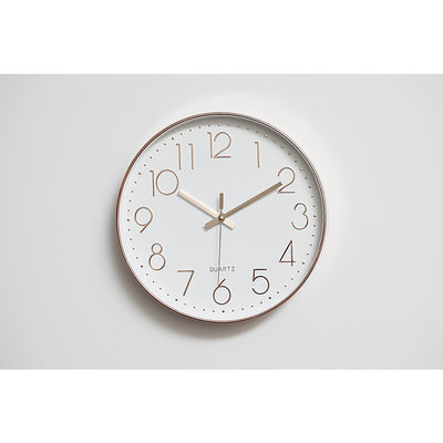 Modern Wall Clock Silent Non-Ticking Quartz Battery Operated Rose Gold