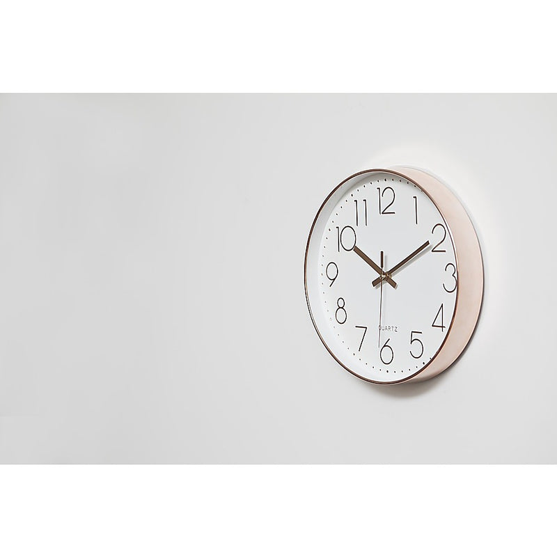 Modern Wall Clock Silent Non-Ticking Quartz Battery Operated Rose Gold