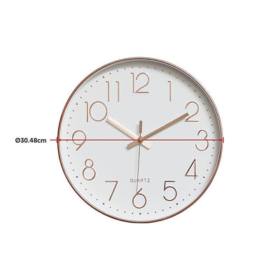 Modern Wall Clock Silent Non-Ticking Quartz Battery Operated Rose Gold