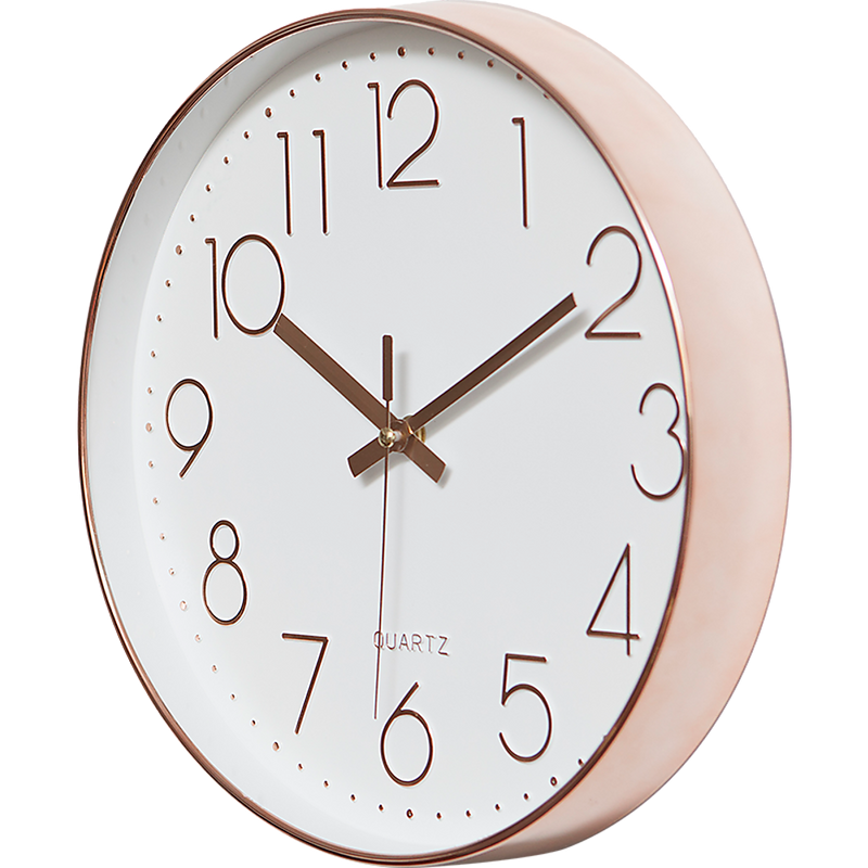 Modern Wall Clock Silent Non-Ticking Quartz Battery Operated Rose Gold