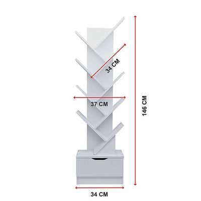 Tree Bookshelf Bookcase Book Organizer 9-Tier Multipurpose Shelf Display Racks