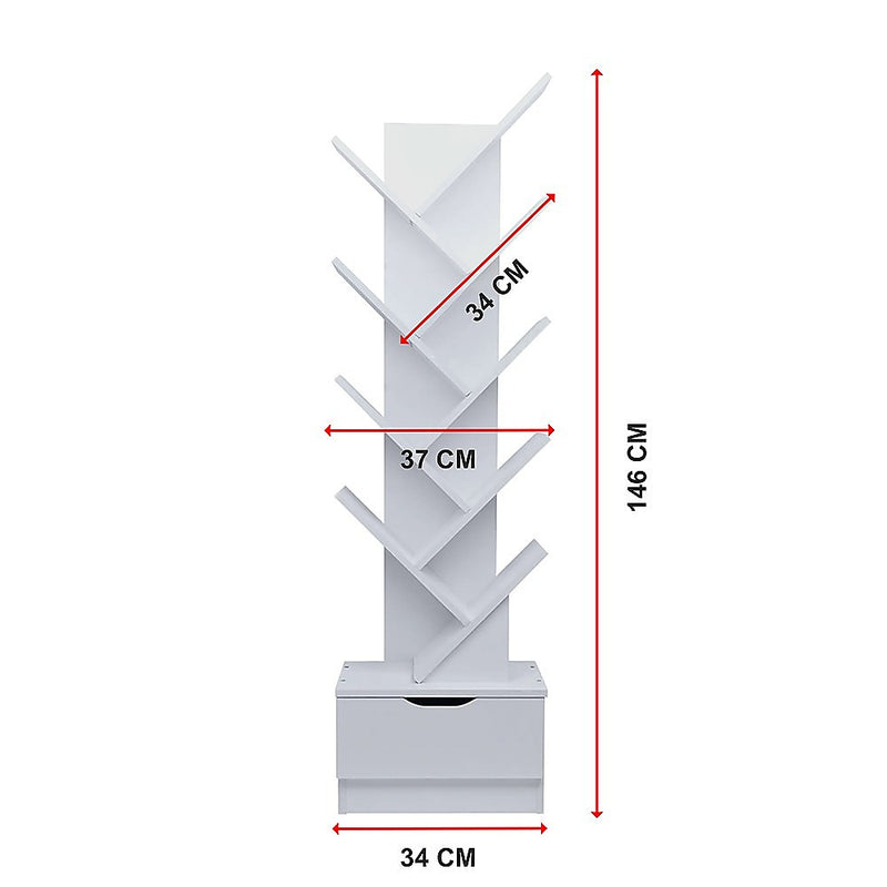 Tree Bookshelf Bookcase Book Organizer 9-Tier Multipurpose Shelf Display Racks