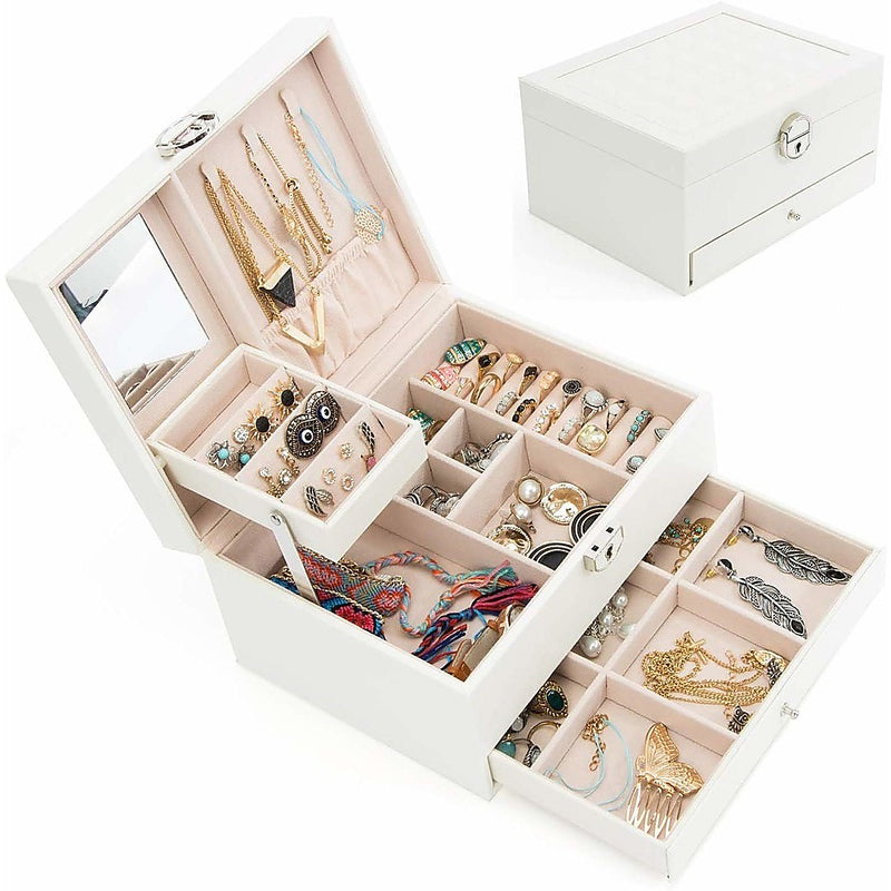 Jewellery Storage Box Girls Rings Necklaces Display Organiser Storage Case