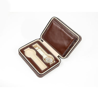 4 Watch Box Display Travel Case PU Leather