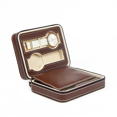 4 Watch Box Display Travel Case PU Leather