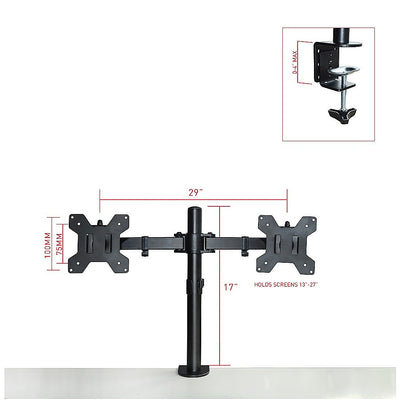 Dual LCD Monitor Desk Mount Stand Adjustable Fits 2 Screens Up To 27"