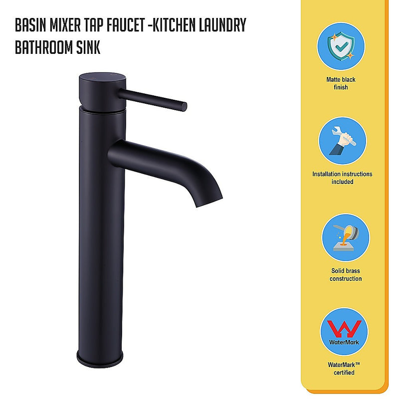 Tall Basin Mixer Tap Faucet -Kitchen Laundry Bathroom Sink