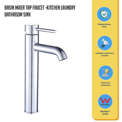 Tall Basin Mixer Tap Faucet -Kitchen Laundry Bathroom Sink