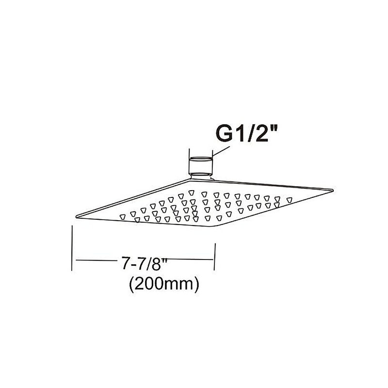 200mm Shower Head Square 304SS Polished Chrome Finish