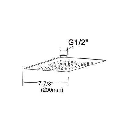 200mm Shower Head Square 304SS Electroplated Matte Black Finish