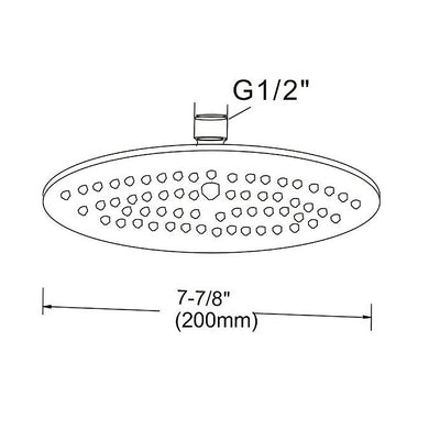200mm Shower Head Round 304SS Polished Chrome Finish