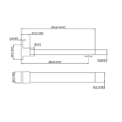 228mm Bath Spout Polished Chrome Finish