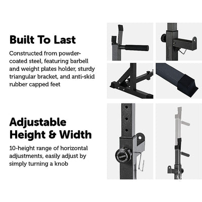 Commercial Squat Rack Adjustable Pair Fitness Exercise Weight Lifting Gym Barbell Stand