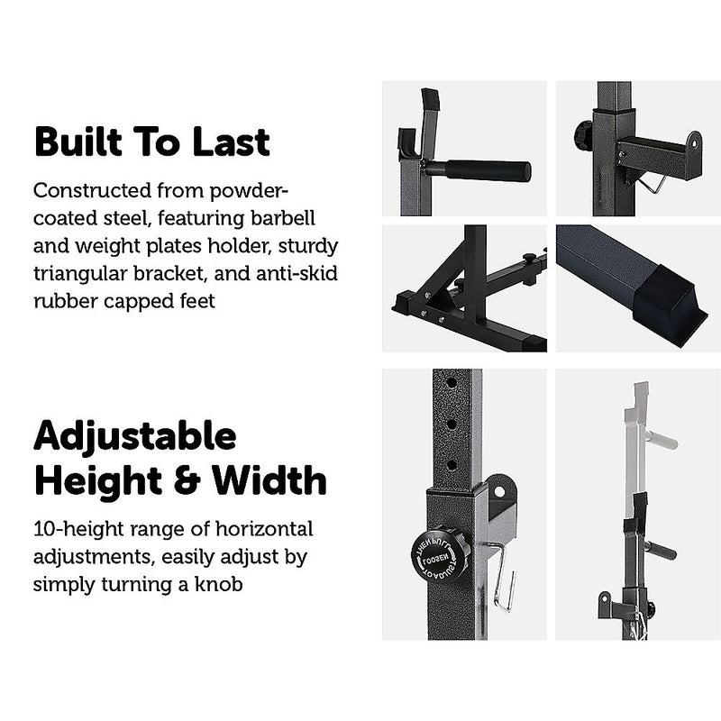 Commercial Squat Rack Adjustable Pair Fitness Exercise Weight Lifting Gym Barbell Stand