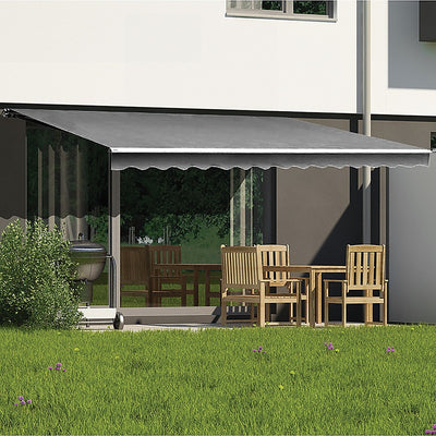 Outdoor Folding Arm Awning Retractable Sunshade Canopy Grey 4.0m x 2.5m