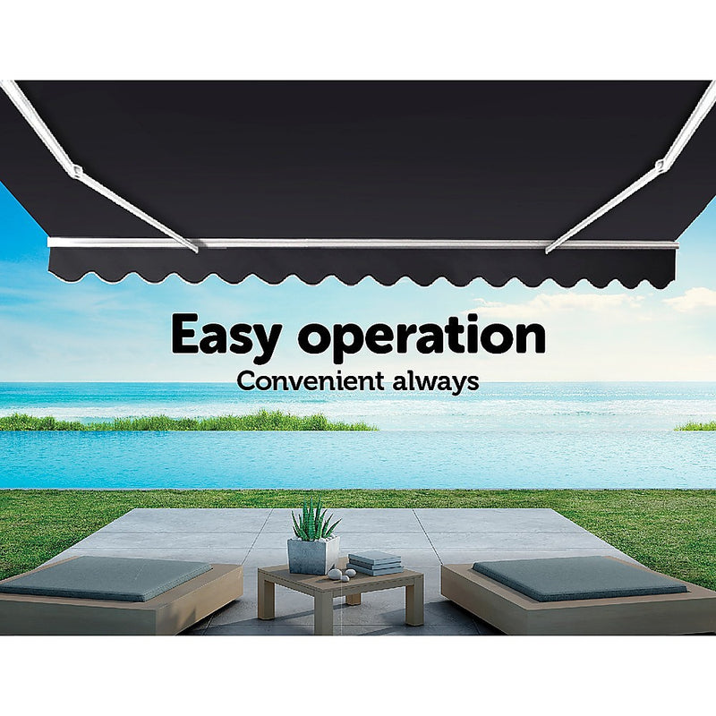 Motorised Outdoor Folding Arm Awning Retractable Sunshade Canopy Grey 4.0m x 3.0m