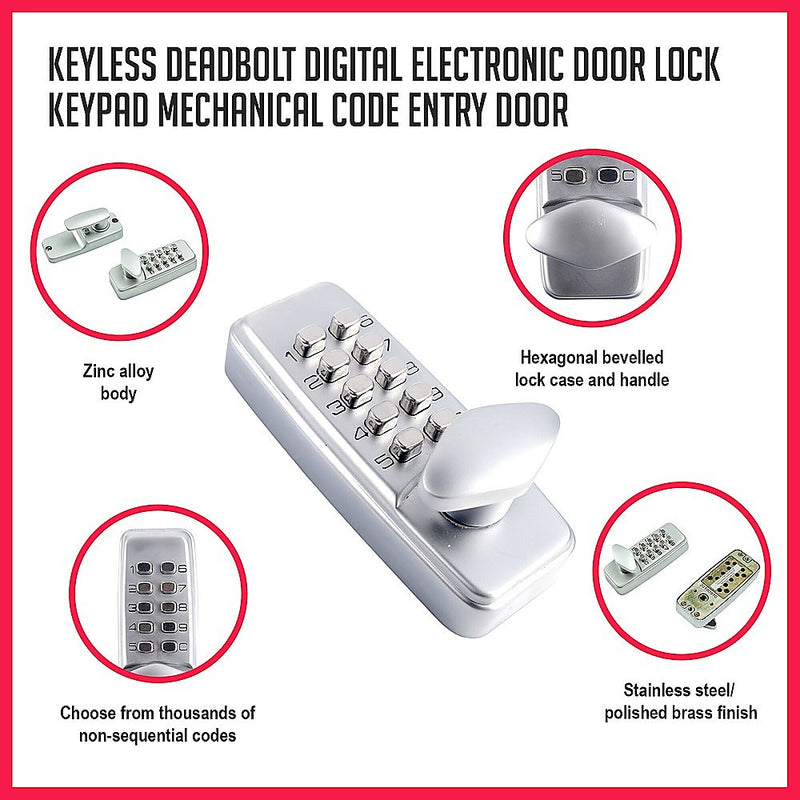 Keyless deadbolt digital electronic door lock keypad mechanical Code Entry Door