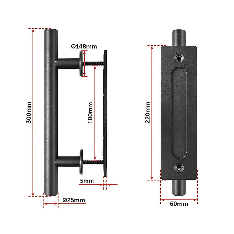 Carbon Steel Door Handle & Flush Pull Wood Door Gate Hardware 12"