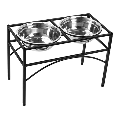 Dual Elevated Raised Pet Dog Puppy Feeder Bowl Stainless Steel Food Water Stand