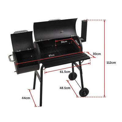 BBQ Smoker Charcoal Grill Roaster Portable Outdoor Camping Barbecue 2in1