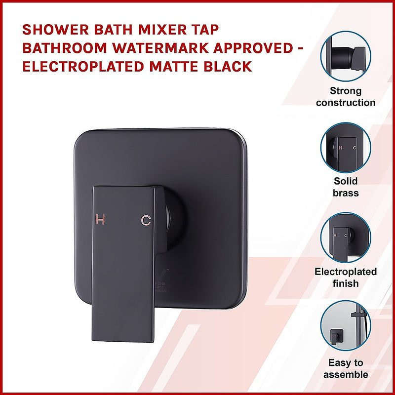 Shower Bath Mixer Tap Bathroom WATERMARK Approved - Electroplated Matte Black